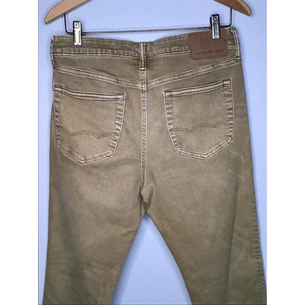 American Eagle Next Level Flex Slim Jeans Mens 33x30 Khaki Tan Stretch Denim
